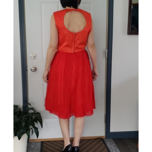 50s Hand Made Red Party Dress - Picture 4 of 4
